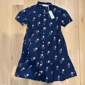 Vineyard Vines Blue Poplin Shirtdress Mandarin Collar Short Sleeves Size M